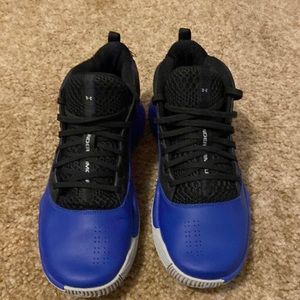 Under Armour Lockdown 4 Blue Black Grey Basketball 3022052-002 Mens